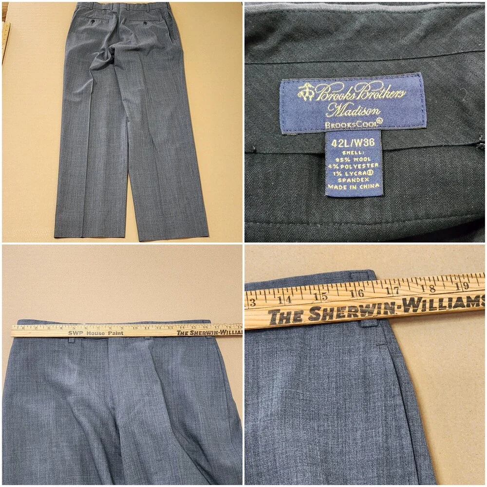 Brooks Brothers Suit Mens 42L 36x30 Gray Wool Blend Madison BrooksCool 2 Piece